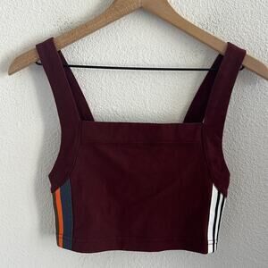 Urban Outfitters BDG Crop Top Burgundy Y2K 90s Stripe Detailing Square Neck S